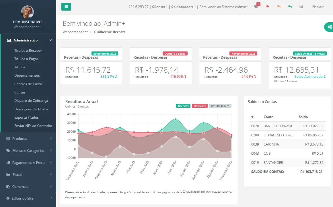 Tela do ERP IADM Pro